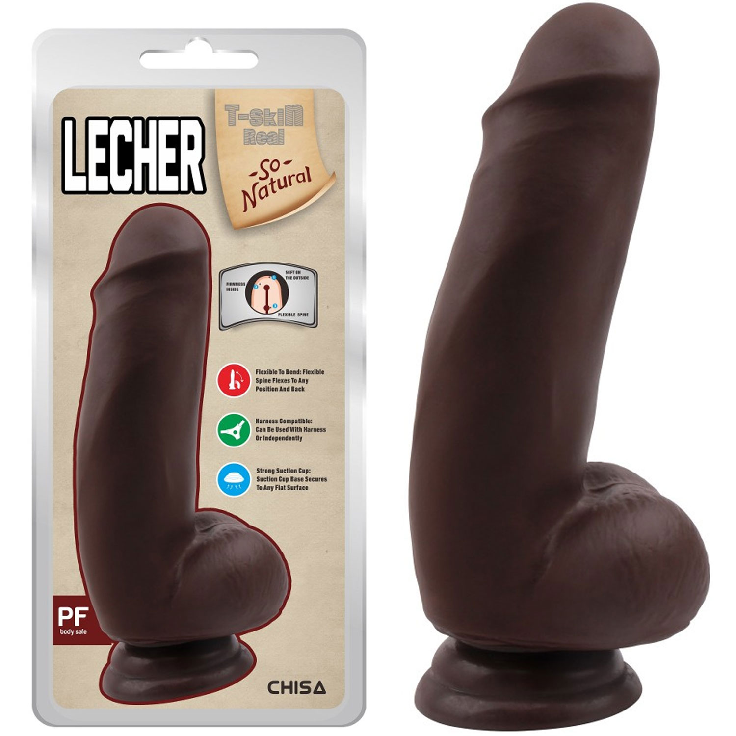 18 cm Boy 4.8 cm ap ift Katmanl Gereki Kkrdakl Vantuzlu ok Kaln Zenci Dildo C-CH7298