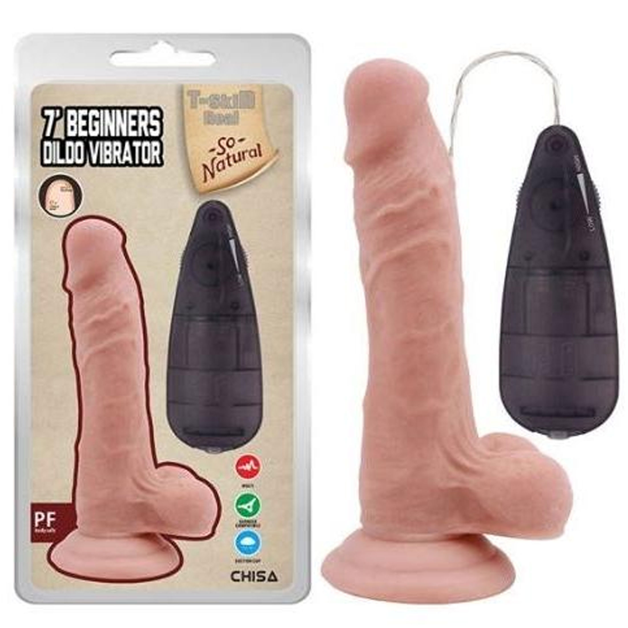 Beginners Vibrasyonlu Dildo 17.5 cm Boy 3.5 cm ap Testisli Vantuzlu Ten Rengi Gereki Penis C-CH7801