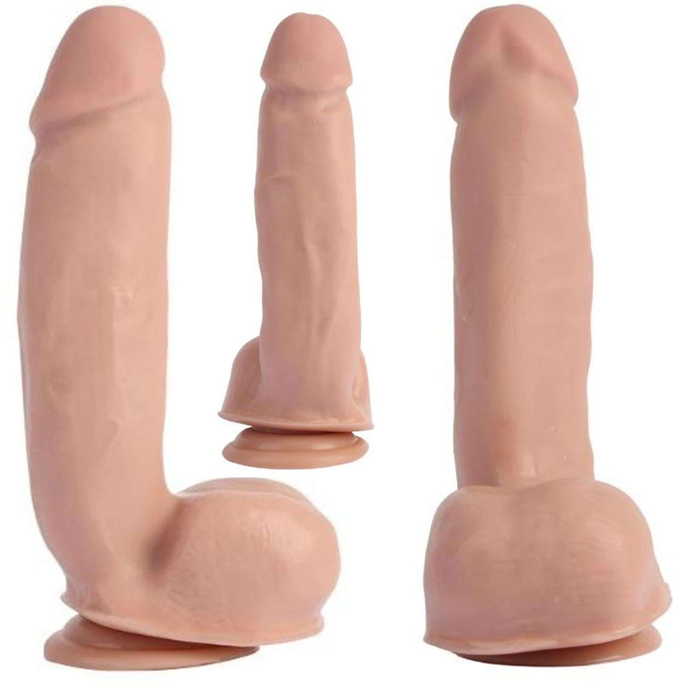 21 cm Boy 4.5 cm ap ok Kaln Gereki i Kkrdakl Penis - Testisli Vantuzlu Realistik Dildo C-CH7803