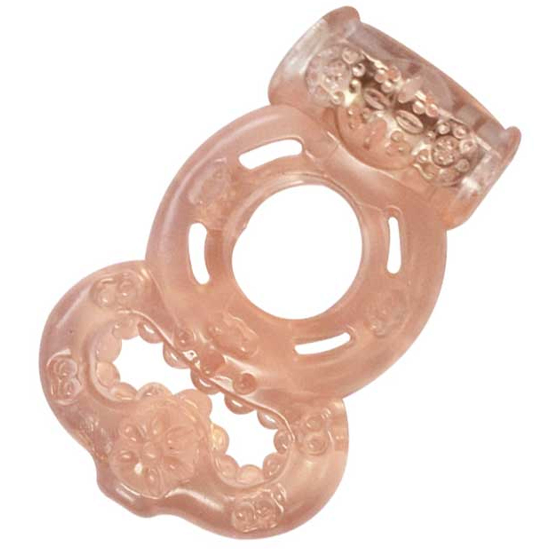 Testis Kelepeli Titresimli Silikon Penis Halkasi - Mor C-CRE009