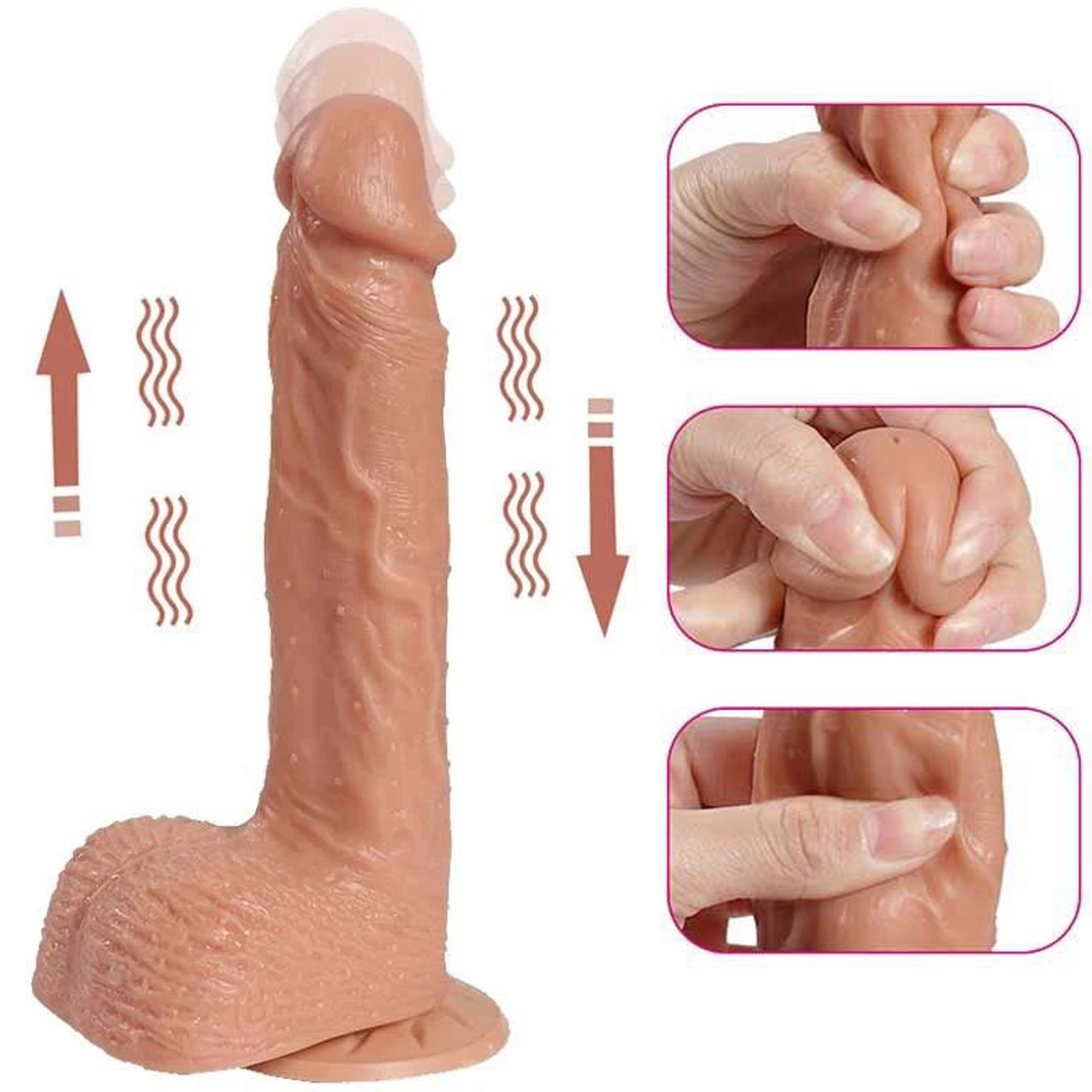 Hill 21 cm Ileri Geri Hareketli Sarjli Realistik Dildo 4 cm ap C-CSQT10007