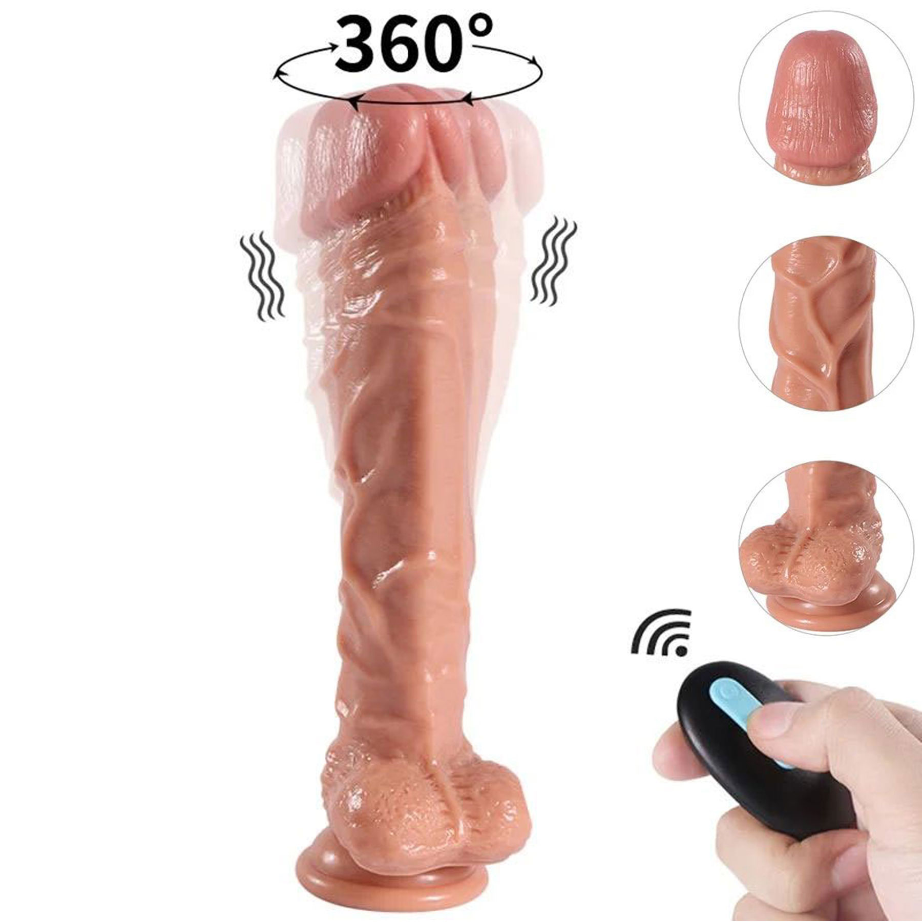 Jihad 25.5 cm Uzaktan Kumanda Oynar Bas Sarjli Byk Realistik Penis 4 cm ap C-CSQWBE10002