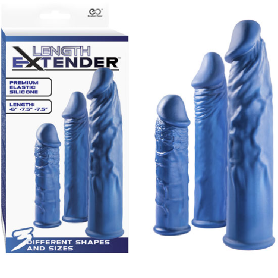3 l Set Uzatmali Damarli Penis Kilifi Mavi - C-N0065MA