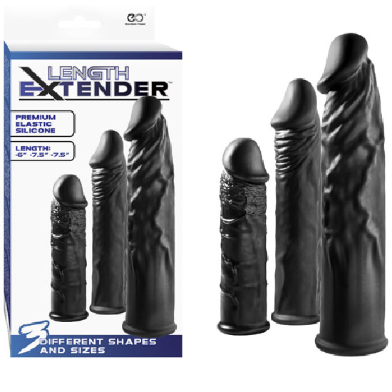 3 l Set Uzatmali Damarli Penis Kilifi - Zenci Modeli - C-N0065S