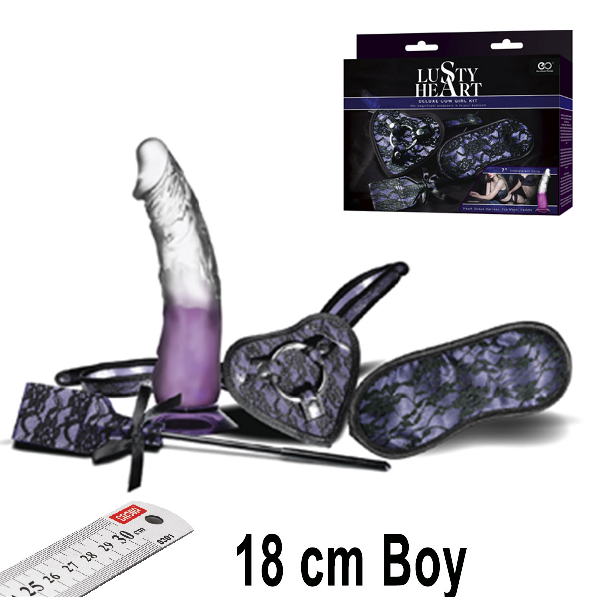 Lusty Heart 18 cm Sklebilir Dildo Gz Band aplak Kemer 4 Para Lezbiyen Sex Seti 1 C-N0068