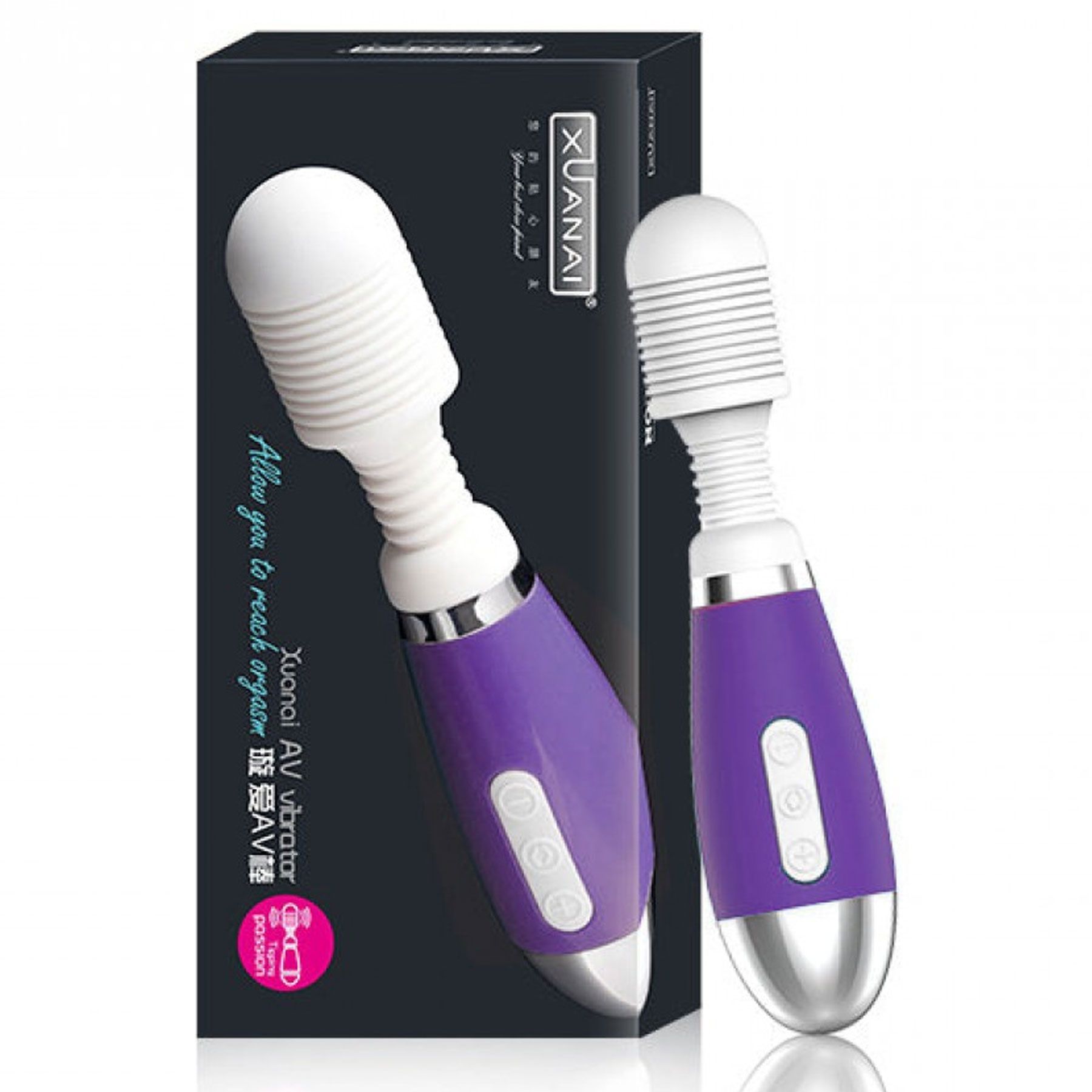 Xuanai Mor Renk Sarjli Bklebilir Baslikli Wand Masaj Aleti 18 cm x 3 cm ap Vibratr C-X7328