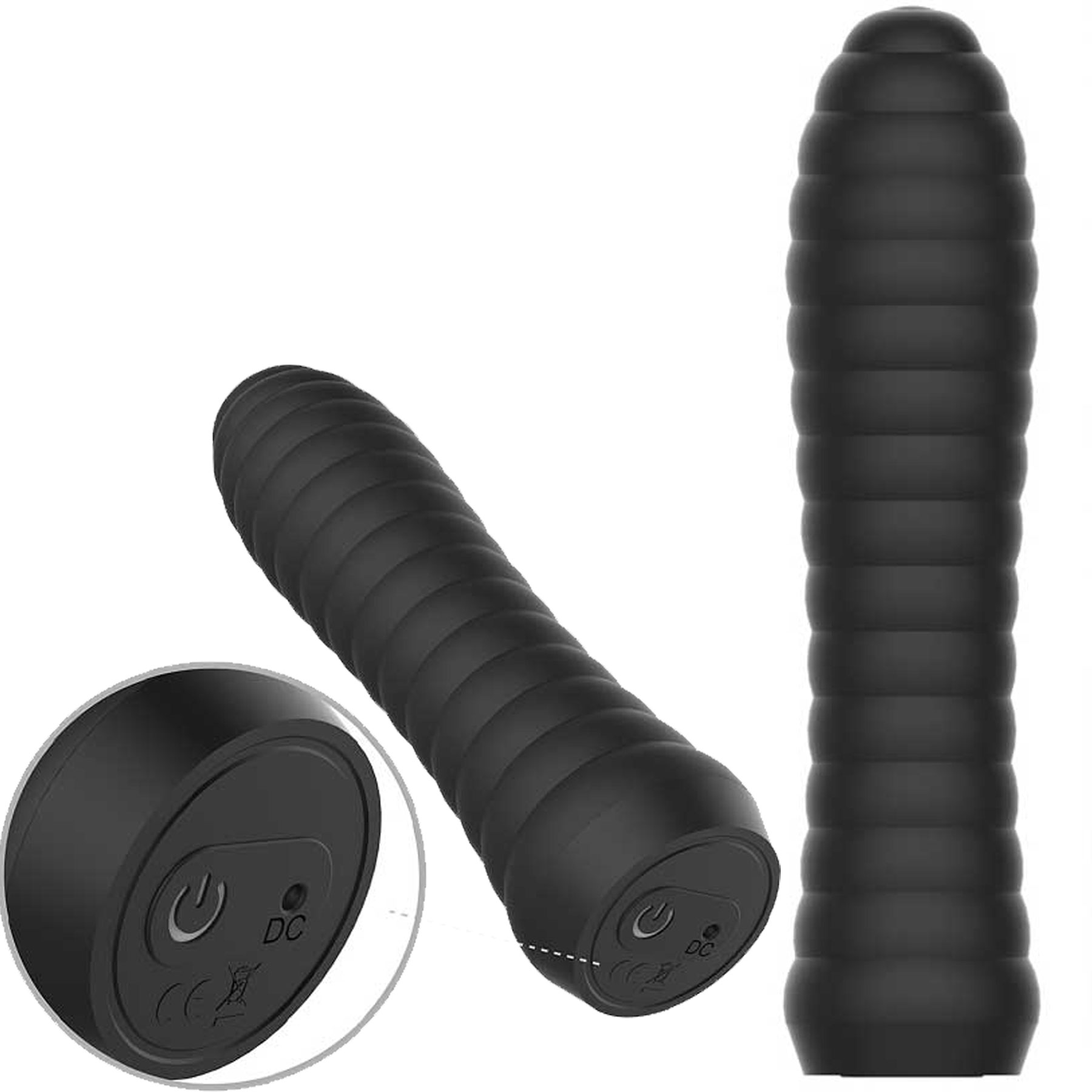 Sarjli Bogumlu 10 cm Boy x 2.5 cm ap Siyah Anal Vibratr | C-X7339