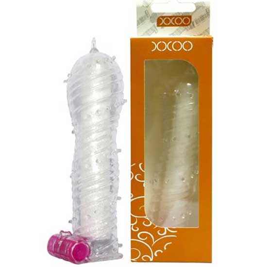 XXOO Sper Yumusak Esnek Burgulu Tirtikli Seffaf Titresimli Penis Kilifi C-YN0056