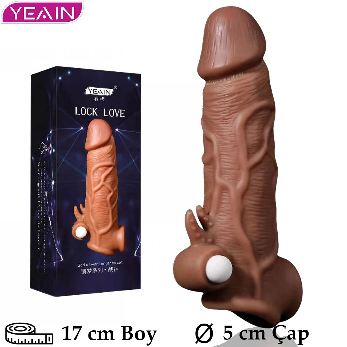 Lock Love Penis Kilifi 17 cm Boy 5 cm En Titresimli C-YN0086
