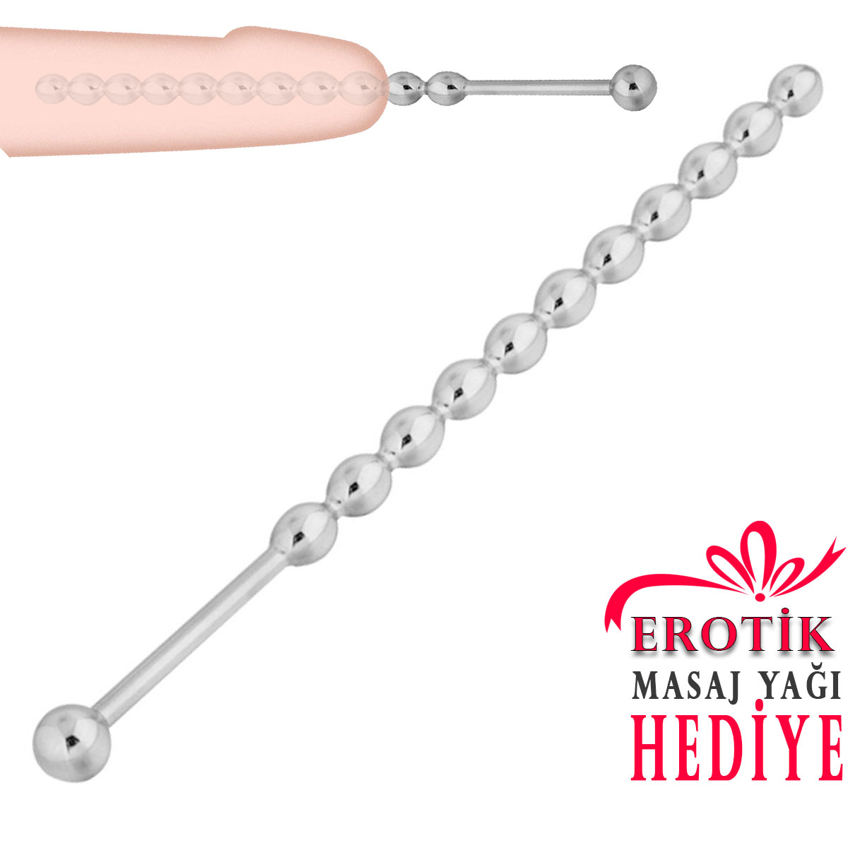 Paslanmaz elikten 16 cm Boy 0.75 cm ap BDSM Penis ubugu C-YN3068
