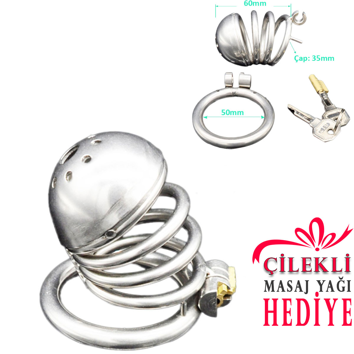 elikten Yedek Anahtarli Asma Kilitli Penis Kafesi C-YN3070