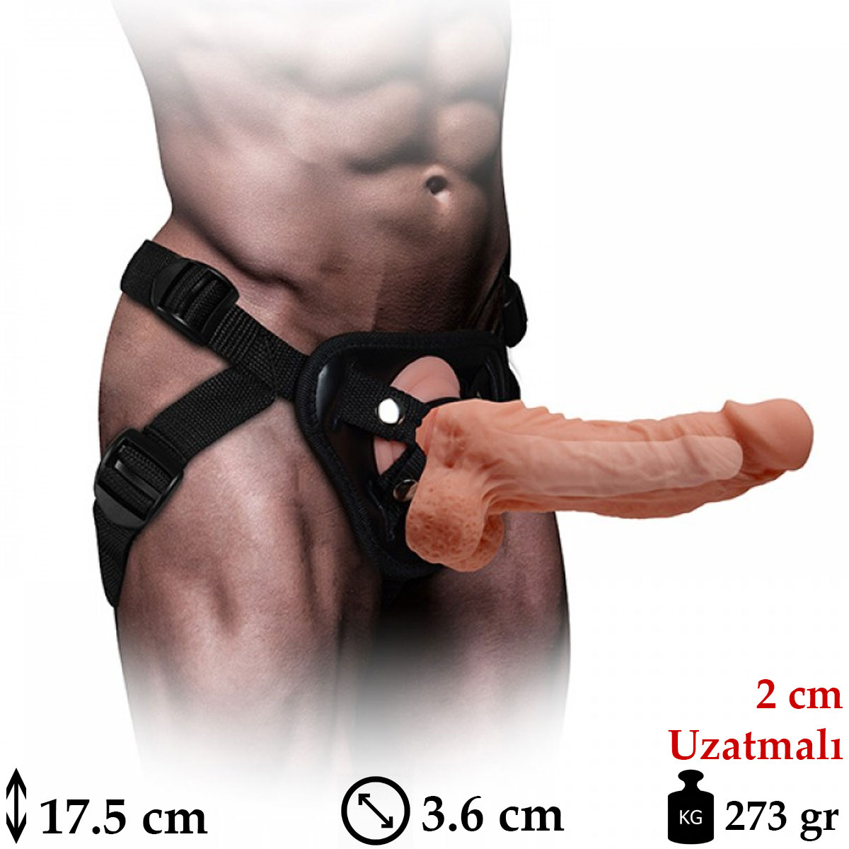 Mars Dildo 17.5 cm Boy 3.6 cm ap Belden Balamal 2 cm Uzatmal Realistik i Bo Protez Penis C-YN7247