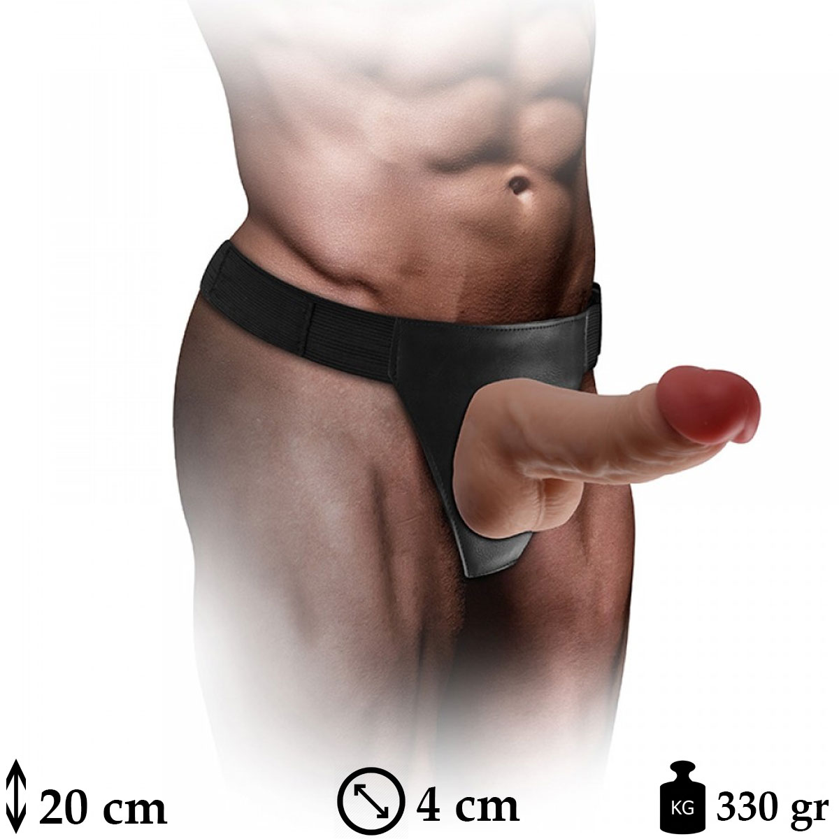 Xman Dildo 20 cm Boy 4 cm Çap Belden Bağlamalı Kıkırdaklı Realistik Protez Penis C-YN7251