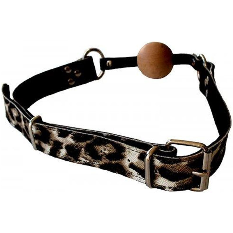 Leopar Desenli Deri Kemerli BDSM Fetis Fantezi Agiz Topu L-5005L
