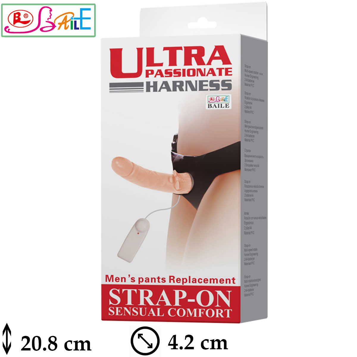 Ultra Passionate Harness Realistik 20.8 cm Boy 4.2 cm ap Titreimli Strapon L-B1037