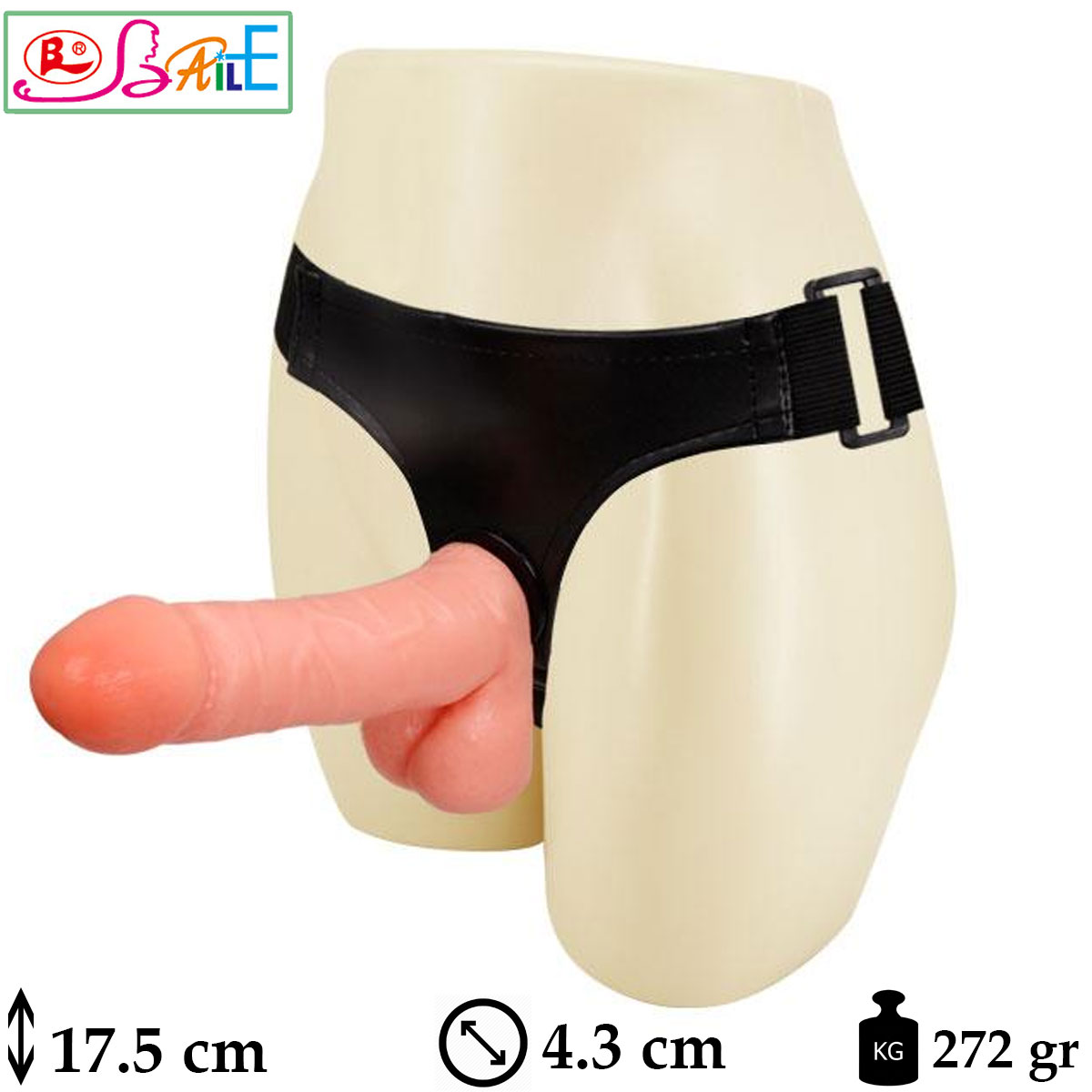 Ultra Passionate Harness 17.5 cm Boy 4.3 cm Çap Realistik Belden Bağlamalı Kalın Takma Penis L-B1044