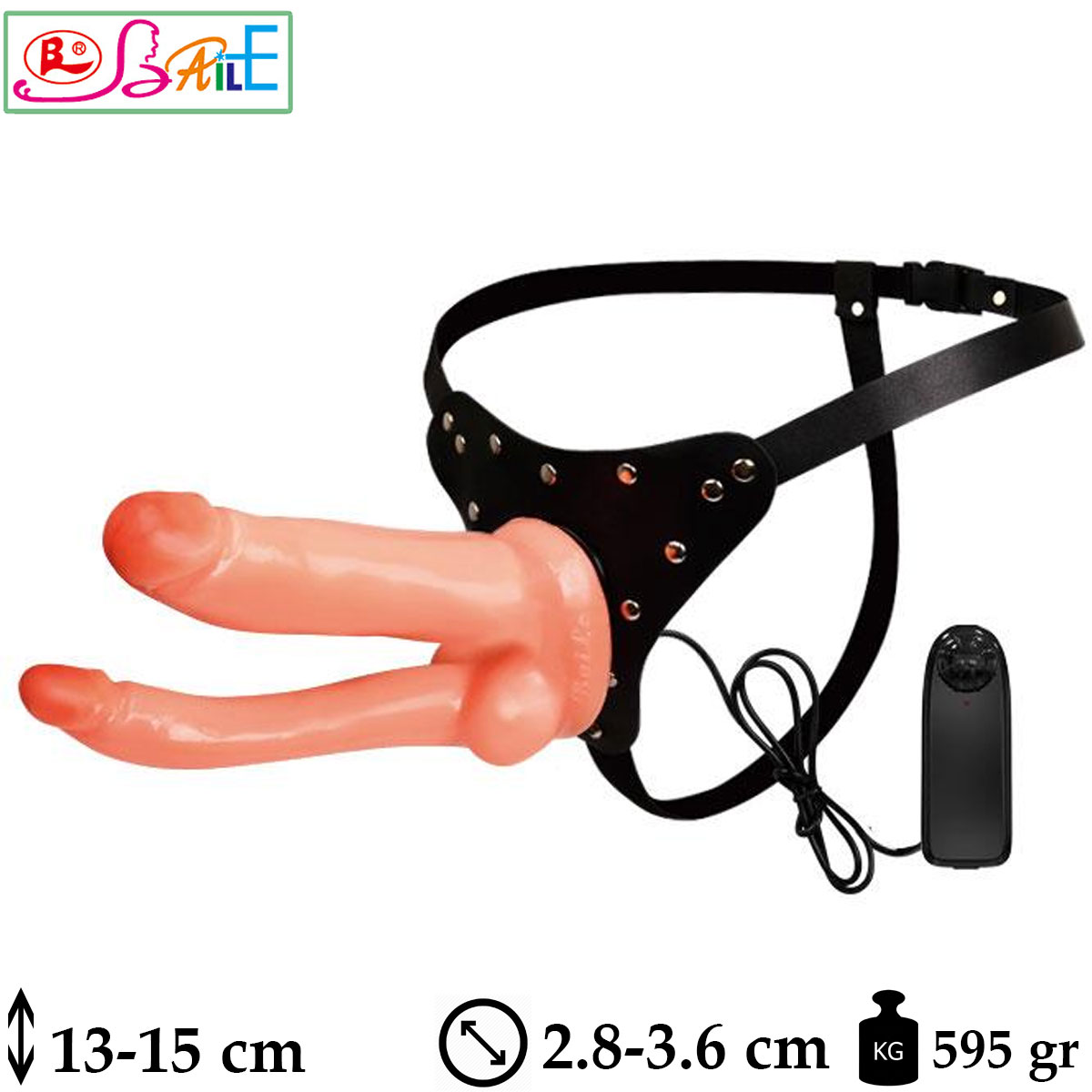 Jessica Strapon 13x3.6 cm ve 15 cmx2.8 cm Titresimli Realistik Belden Baglamali atal Penis L-B1049