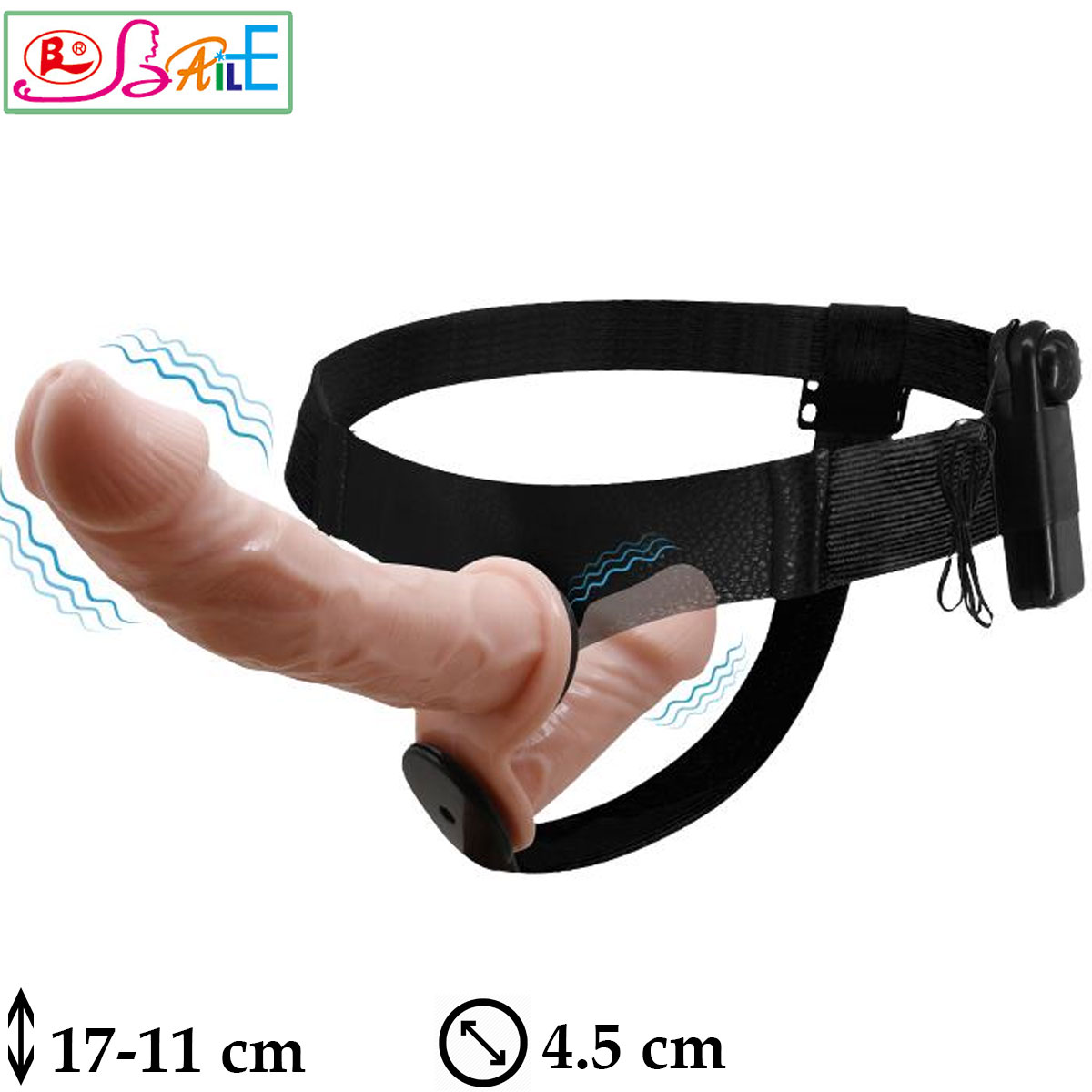 Dual Strapon Sklebilir 2 Tarafli Penisli ift Titresimli 17.5x4.5 - 11 cm x 4.5 Belden Baglamali Protez Penis L-B1280