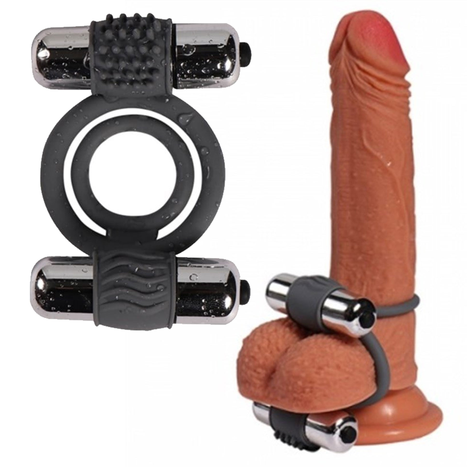 Hem Penis Hem Testis Kelepeli ift Titresimli Silikon Penis Yzg LLT-BDM4001