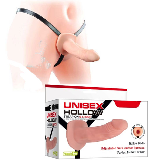 Unisex Strap-On 17 cm Boy 4.1 cm Çap İçi Boş Belden Bağlamalı Takma Penis L-LV3001