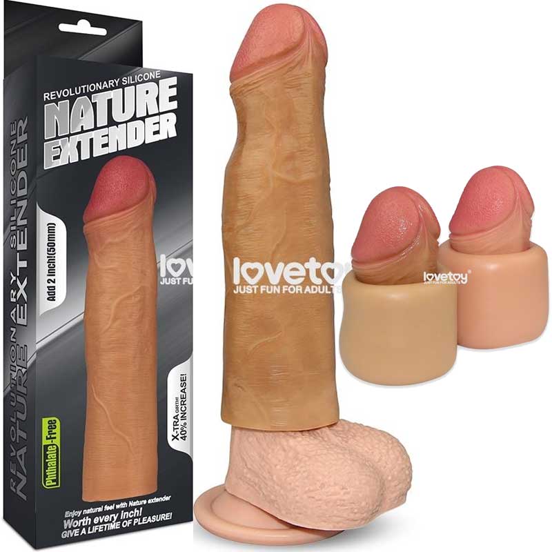 Nature Extender Esmer Renk Penisi 5 cm Daha Uzun %40 Daha Kalin Gsteren 17,78 cm Boyunda Realistik Et Dokulu Penis Kilifi L-LV4213F