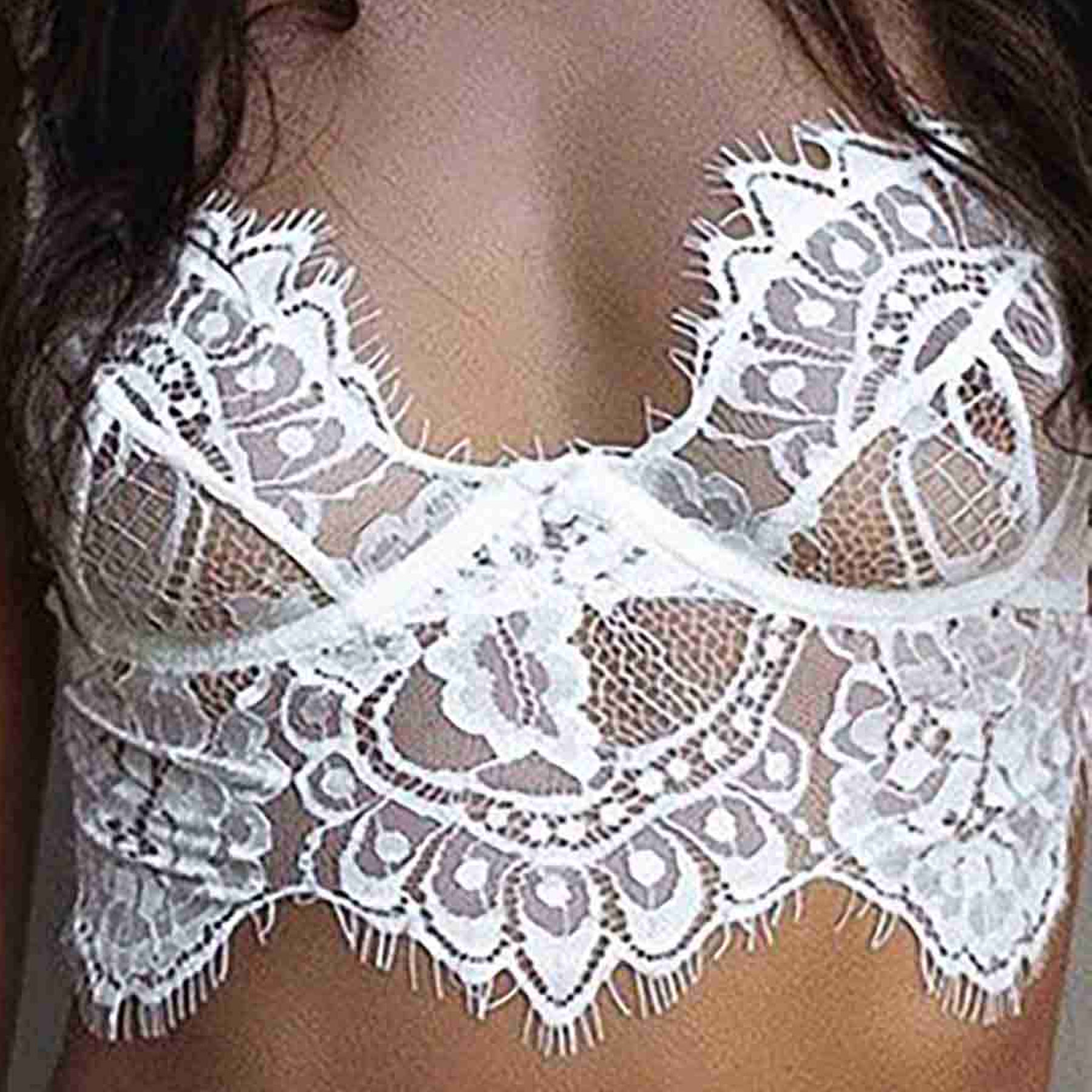 Beyaz Dantelli Transparan Tl Fantezi Styen Klot Takim - MS3234-Beyaz