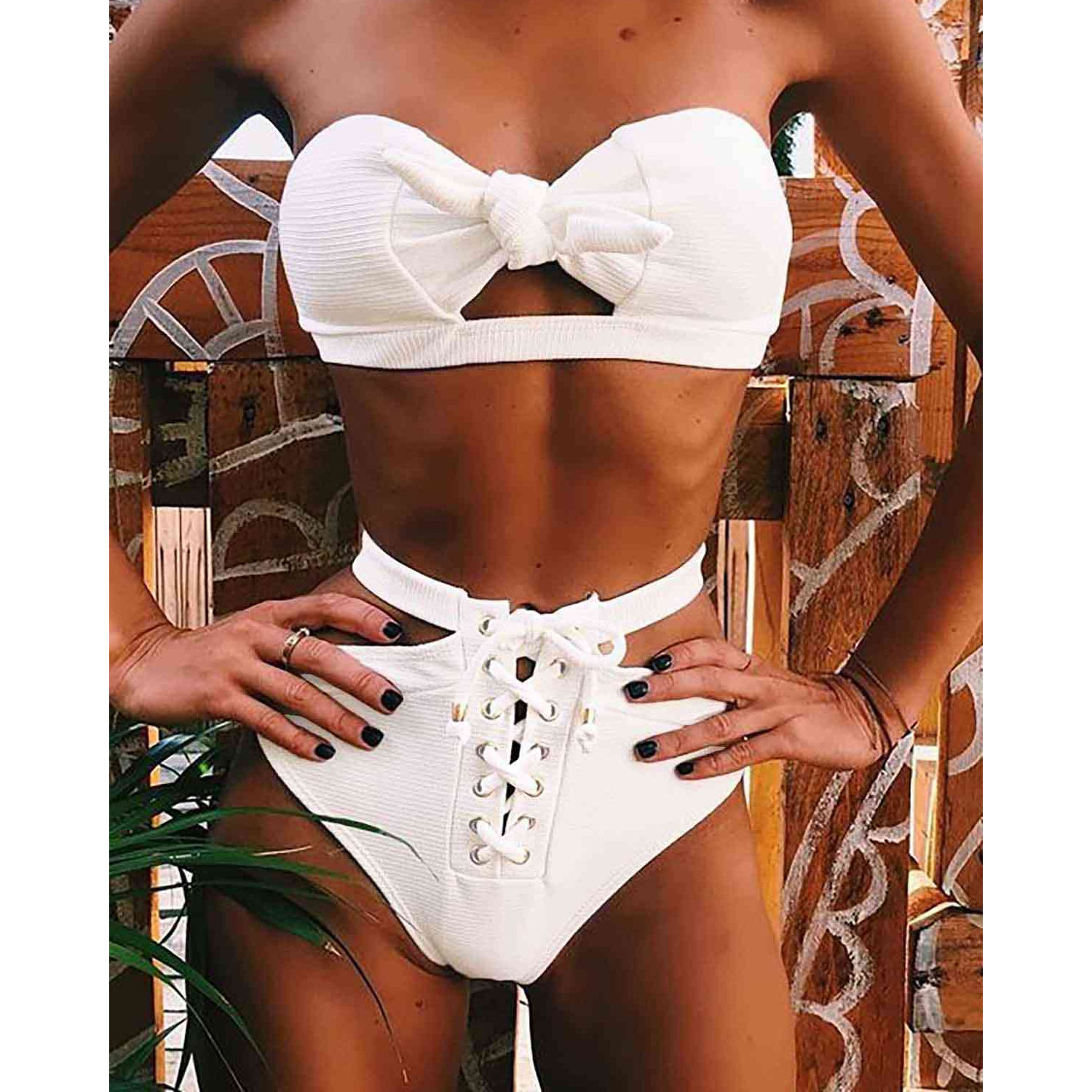 zel Tasarim Beyaz Bikini Takim MS4126