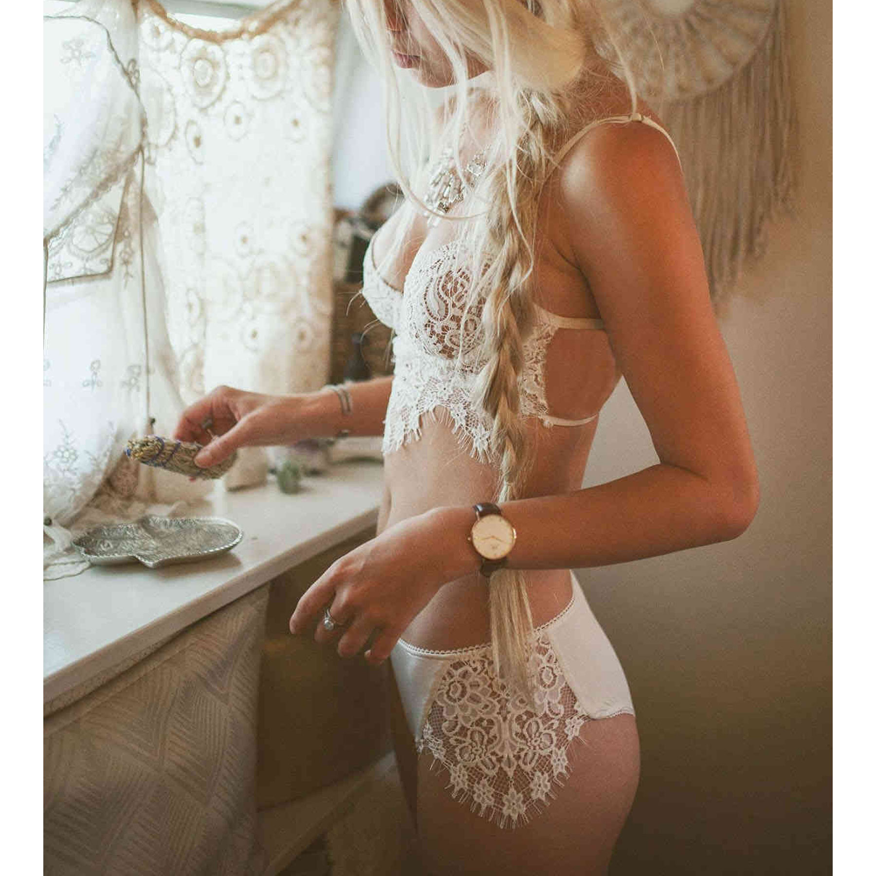 Beyaz Dantel Seksi Styen Klot Takim MS4333