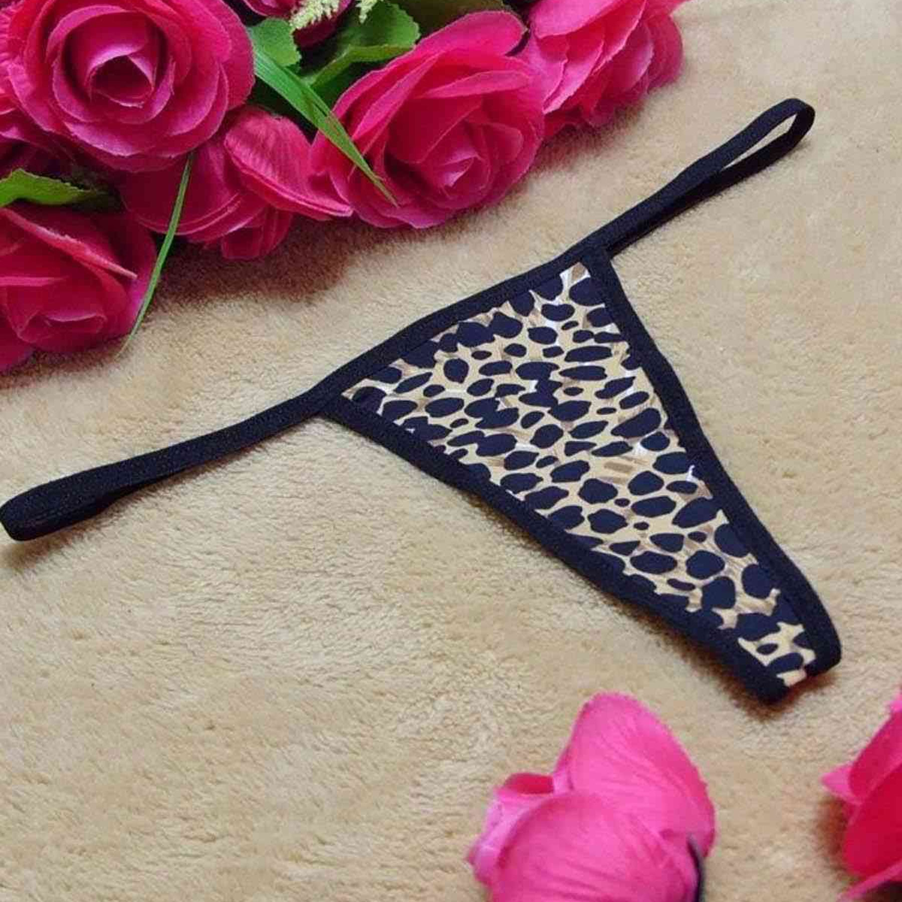 Leopar Desenli Kadn String - Vahi ve Seksi Grnm MS7608