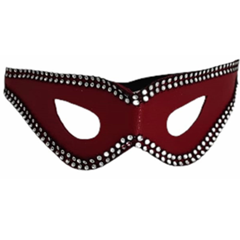 Taşlı Fantezi Kırmızı Fetiş Göz Maskesi - MODEL 40