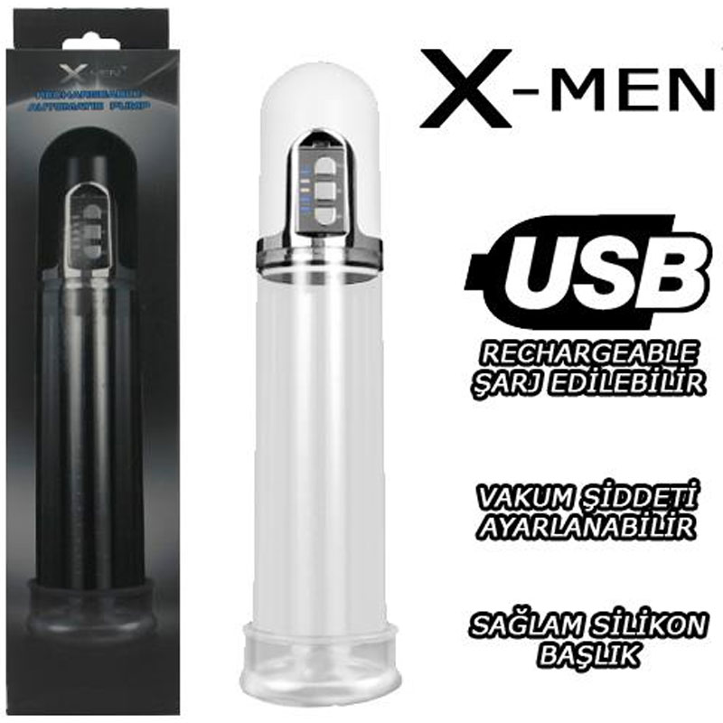 X-Men Usb Sarjli Elektronik Valfli Otomatik Penis Pompasi C-1400R