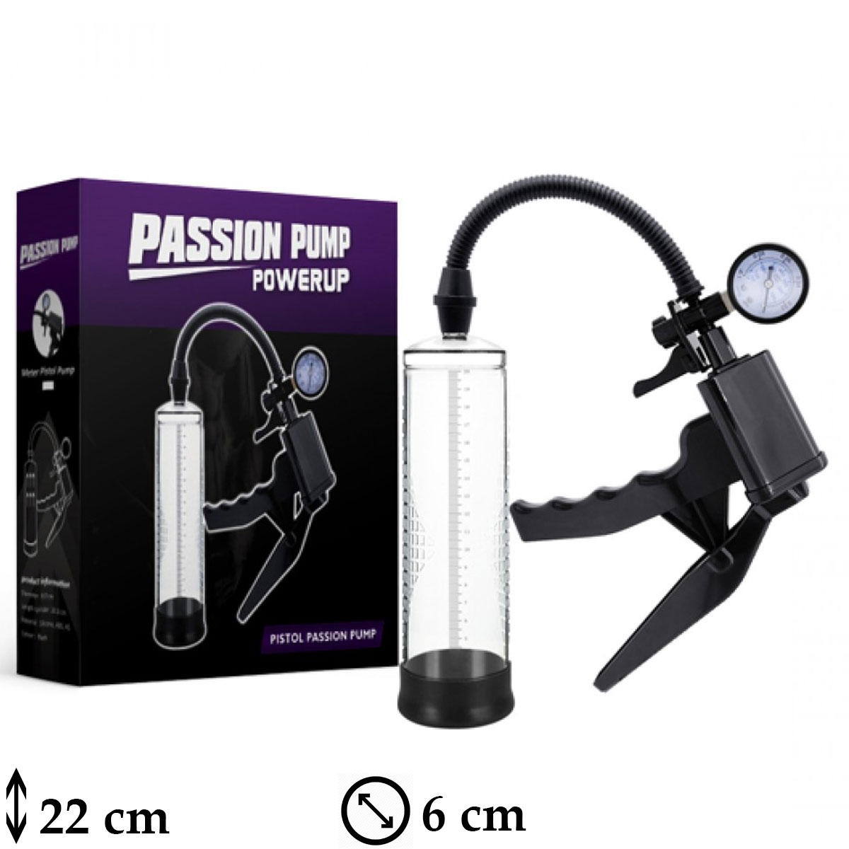 Passion Pump Tabanca Mekanizmalı Basınç Ölçerli Güçlü Penis Pompası C-4011