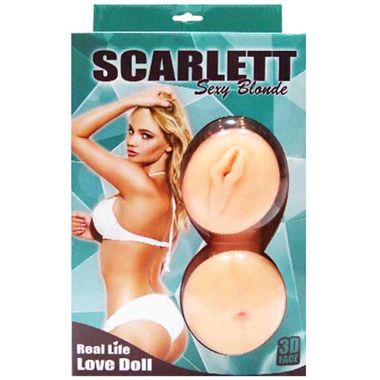 Scarlett 3D Yüz Sarışın Gerçekçi Saç Kirpik Titreşimli Realistik Girişli Şişme Kadın C-631