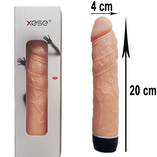 20 cm Boy 4 cm Kalinlik Titresimli Et Dokulu Ekstra Tirtikli Damarli Vibratr C-7145A