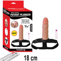 Potent Plunger 18 cm Boy Titresimli Realistik Et Dokulu Ii Bos Belden Baglamali Protez Penis AL-1209-NEW