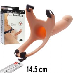 Hollow Strapon İçi Boş 14.5 cm Boy 4 cm Uzatmalı Ten Rengi Et Dokulu Elastik Protez Penis AL-182011-flesh