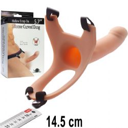 Hollow Strapon i Bo 14.5 cm Boy 4 cm Uzatmal Ten Rengi Et Dokulu Elastik Protez Penis AL-182011-flesh