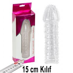 15 cm Boyunda Tırtıklı Yüzeyli Şeffaf Penis Kılıfı AL-377-pink