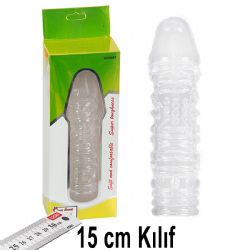 15 cm Boyunda Tirtikli Yzeyli Seffaf Penis Kilifi AL-377-yellow