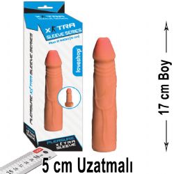 Extra Sleeve 17 cm Boy 5 cm Uzatmalı Penis Görüntüsünde Realistik Penis Kılıfı AL-468