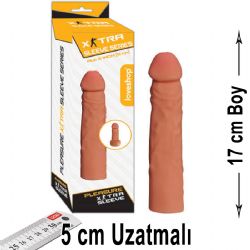 Extra Sleeve 17 cm Boy 5 cm Uzatmali Et Dokulu Penis Kilifi AL-469