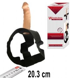 Wearable Sleeve Strapon İçi Boş 20.3 cm Boy Yumuşak Et Dokulu Realistik Protez Penis AL-605
