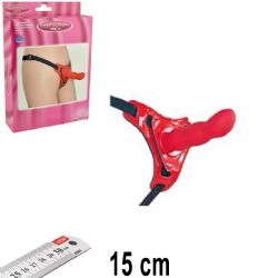 Deep Climax Strapon Krmz Renk 15 cm Boy 3 cm ap Yumuak Uyarc Yzeyli Protez Penis AL-92002-Krmz