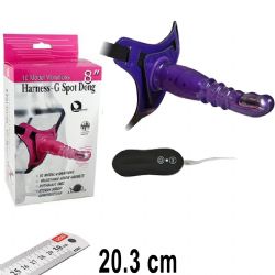 Harness G-Spot Dong Mavi 20.3 cm Boy 10 Titreşim Mod Klitoris Zevklendiricili Takma Penis AL-92003-2