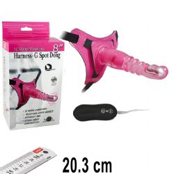 Harness G-Spot Dong Pembe Renk 20.3 cm Boy 10 Titresim Mod Klitoris Zevklendiricili Takma Penis AL-92003