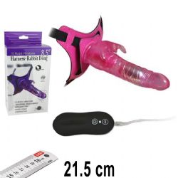 Harness Rabbit Dong 21.5 cm Boy 10 Titresim Mod Pembe Klitoris Zevklendiricili Takma Penis AL-92004-1