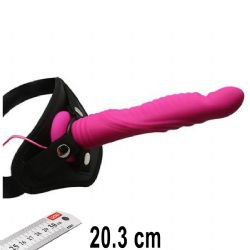 Strap-on Ripple Dildo Vibe Pembe Renk 20.3 cm Boy 7 Mod Titreşimli Et Dokulu Silikondan Protez Penis AL-92008-1