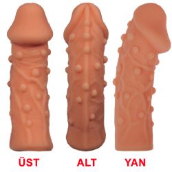 Cock Sleeve Zevklendirici Yumuşak Boncuk Gövdeli Realistik Et Dokusunda Penis Kılıfı AL-ES-006