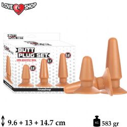 Vantuzlu Et Dokulu 3 Farklı Boyda Anal Plug AL-LS-042ABC