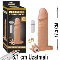 Pleasure X-Tender 17.3 cm Boy Titreşimli 8.1 cm Uzatmalı Realistik Et Dokulu Penis Kılıfı AL-LS-100